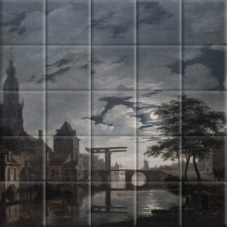 Bartholomeus Johannes van Hove - Dutch Town by Moonlight (c. 1840–1860)