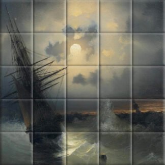 A Sailing Ship on a High Sea by Moonlight (c. 1840 - 1850)